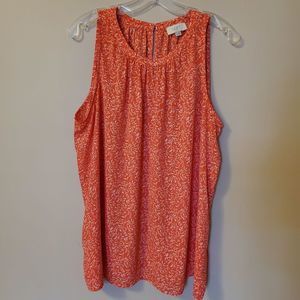 Loft Outlet Orange Pink Floral Top XL